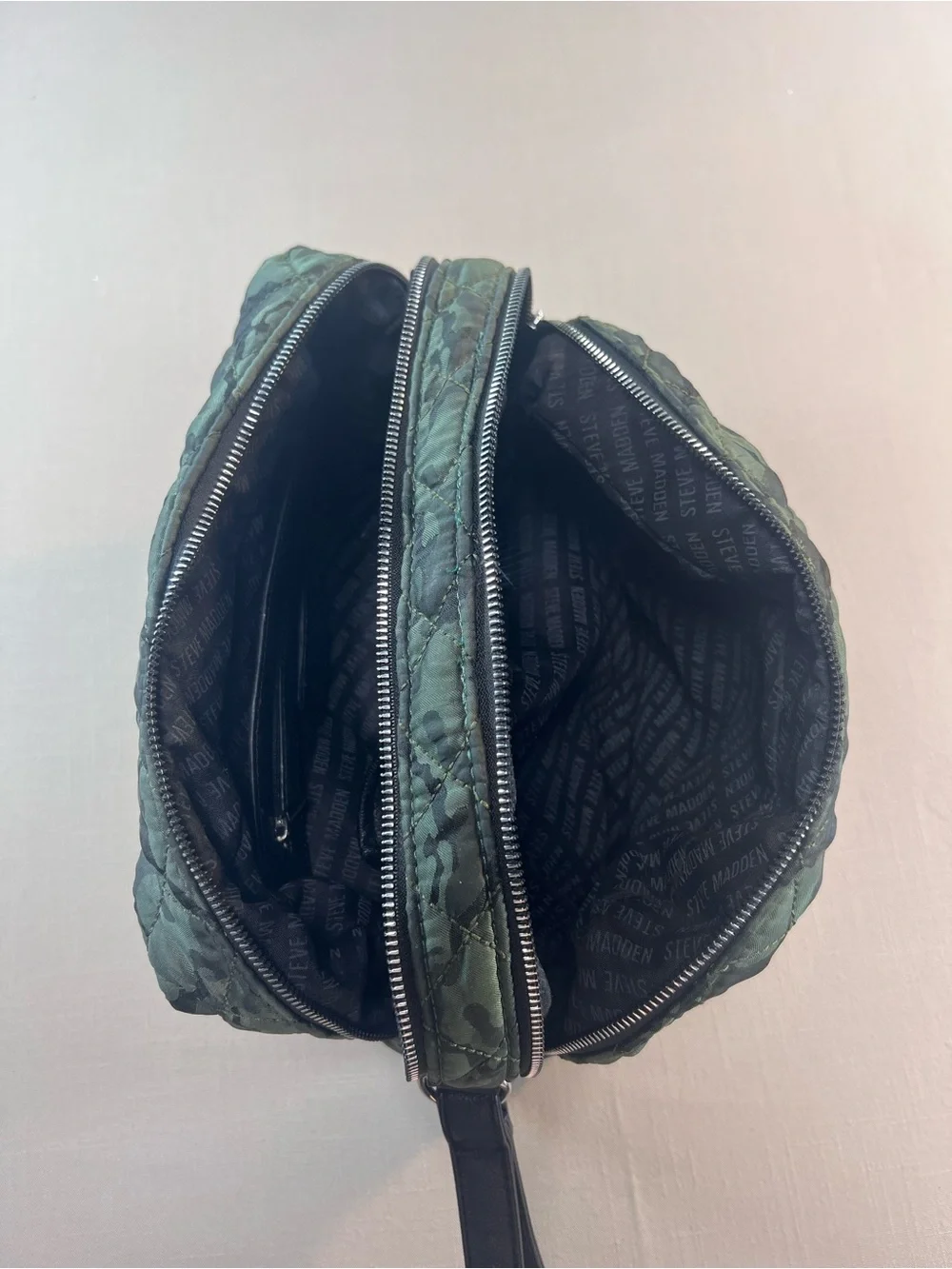 Steve Madden Large Quilted Camo Cosmetic Bag Travel Toiletry Organizer